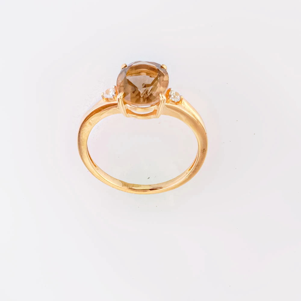 Кольцо с раух-топазом из красного золота 585 пробы