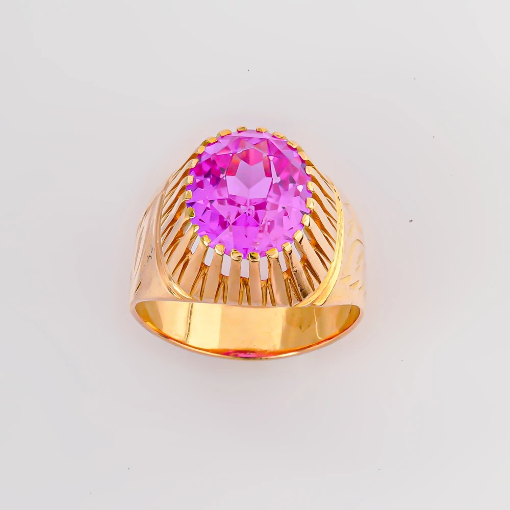 Кольцо с фианитом из красного золота 583 пробы