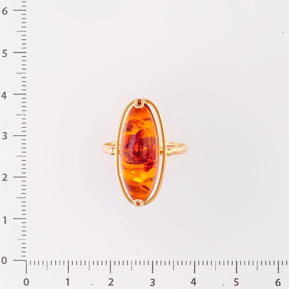 Кольцо с янтарем из красного золота 583 пробы