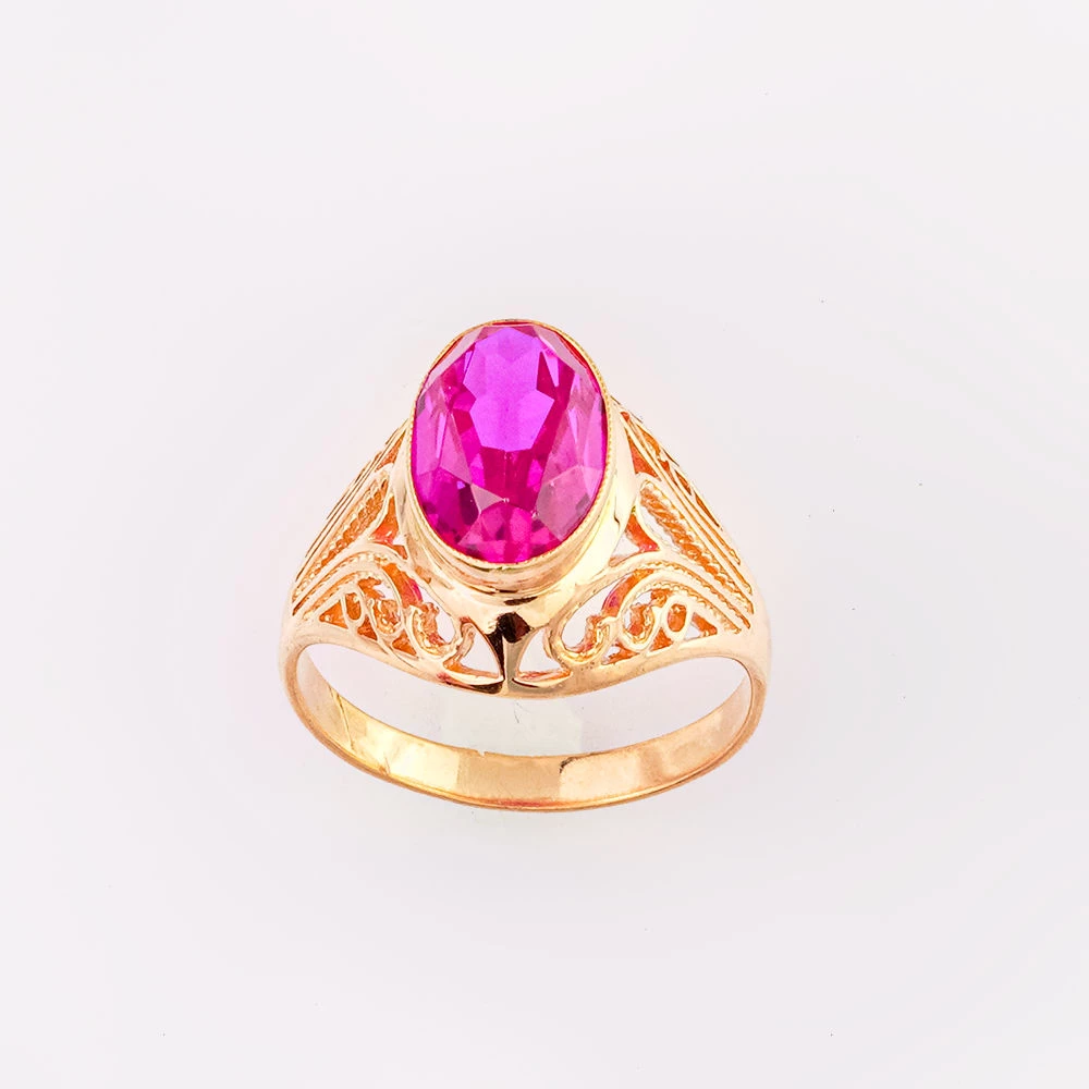 Кольцо с фианитом из красного золота 583 пробы