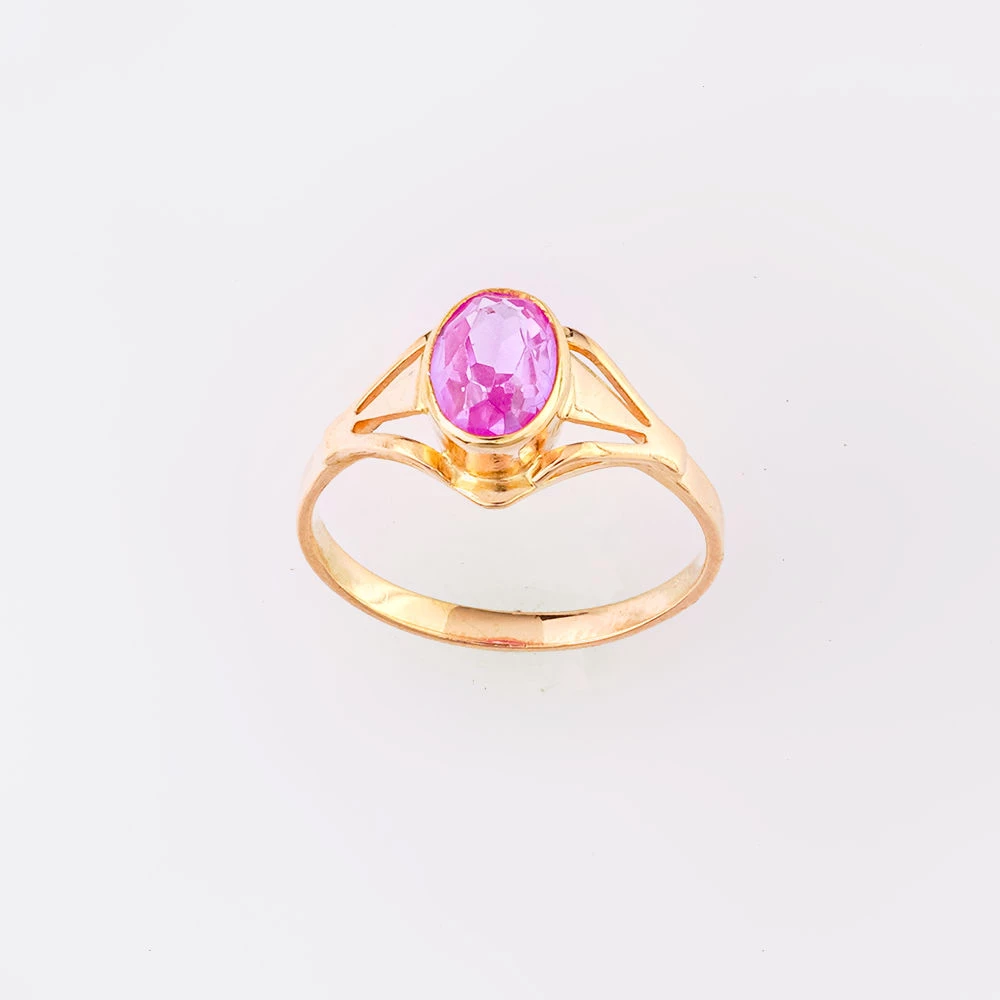 Кольцо с фианитом из красного золота 583 пробы