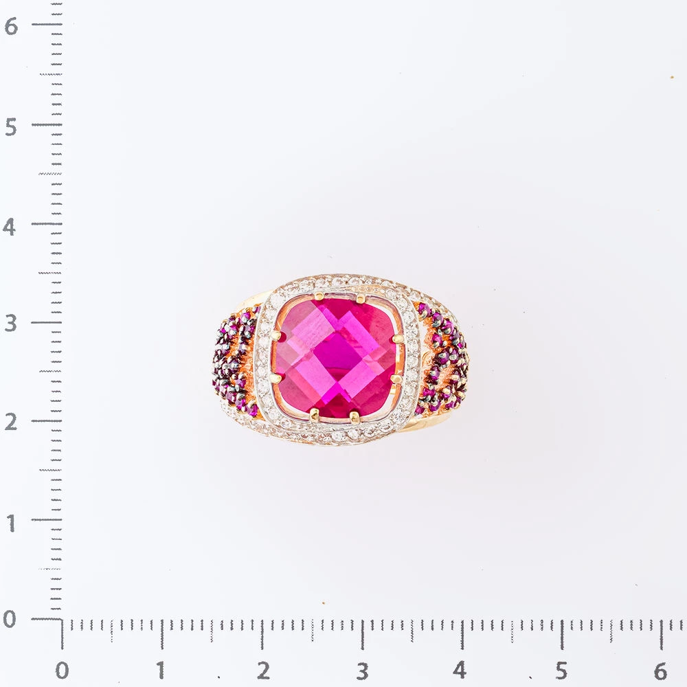 Кольцо с фианитом из красного золота 585 пробы