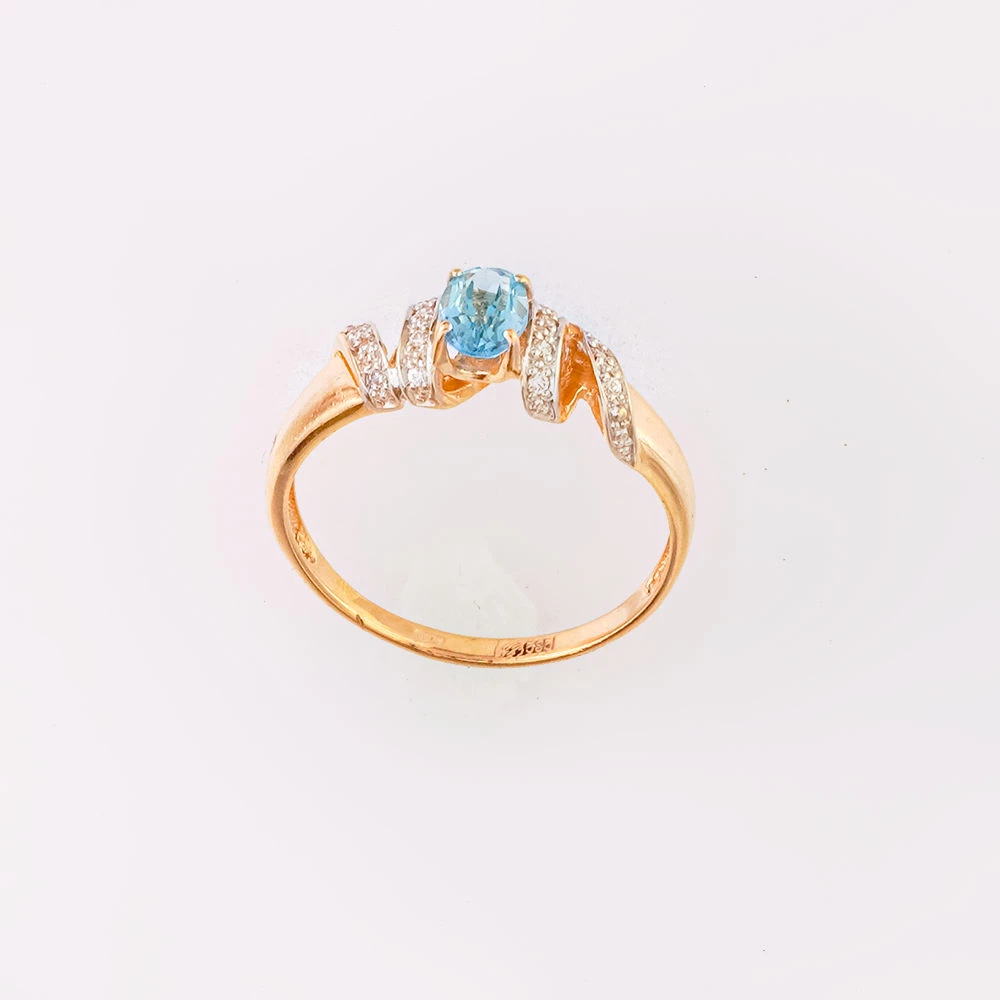 Кольцо с топазом из красного золота 585 пробы