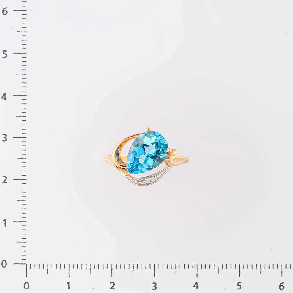 Кольцо с топазом из красного золота 585 пробы