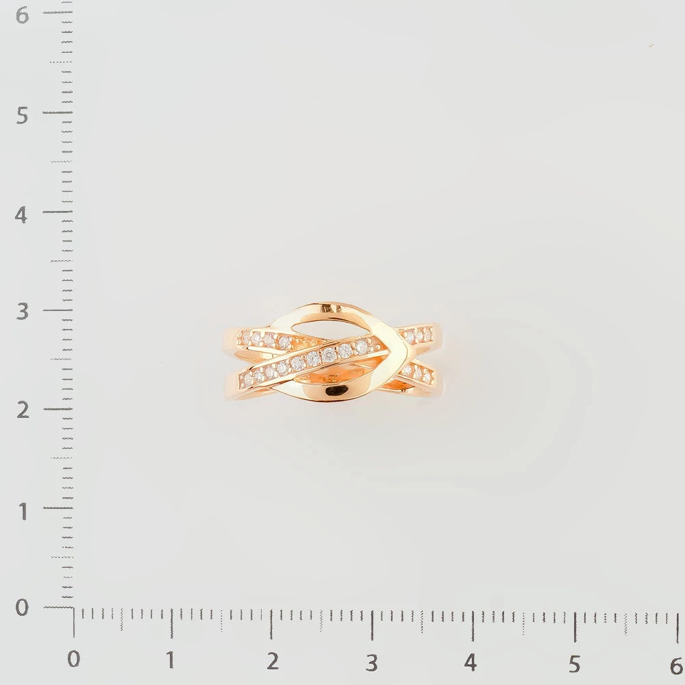 Кольцо с фианитом из красного золота 585 пробы