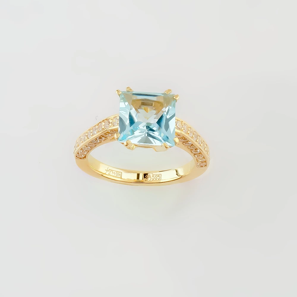 Кольцо с топазом из желтого золота 585 пробы Кольцо с топазом из желтого золота 585 пробы