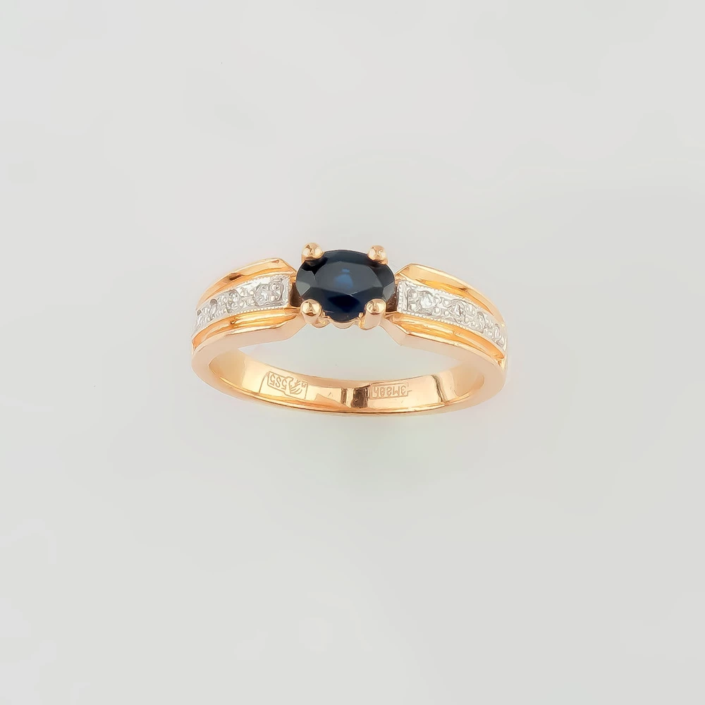 Кольцо с сапфиром из красного золота 585 пробы