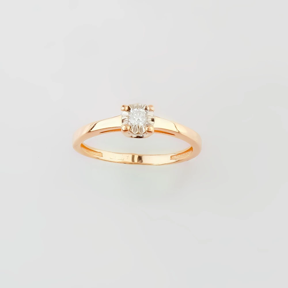 Кольцо с бриллиантом из красного золота 585 пробы Кольцо с бриллиантом из красного золота 585 пробы