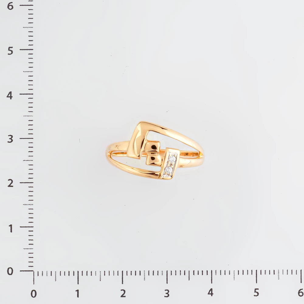 Кольцо с фианитом из красного золота 585 пробы