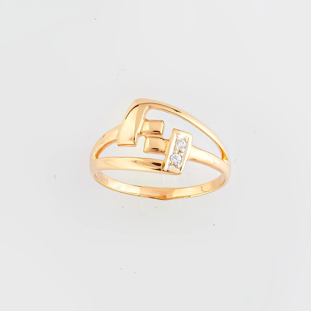 Кольцо с фианитом из красного золота 585 пробы