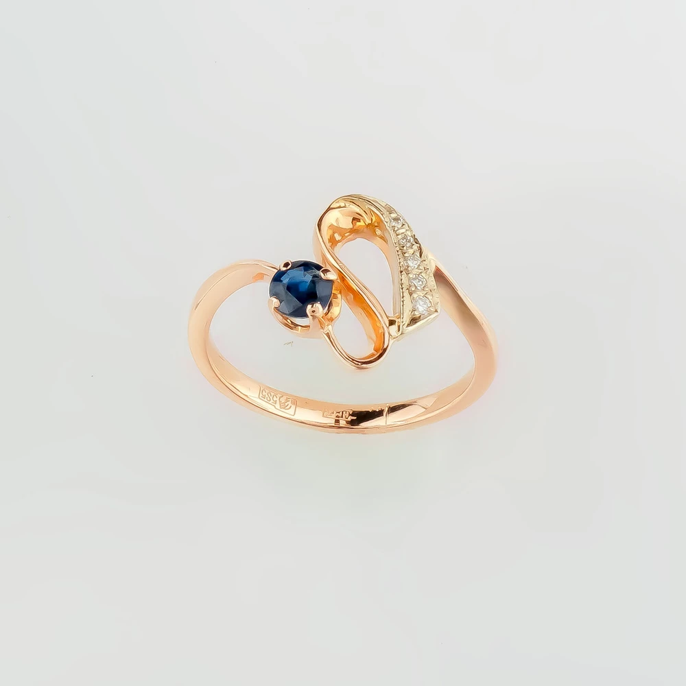 Кольцо с сапфиром из красного золота 585 пробы