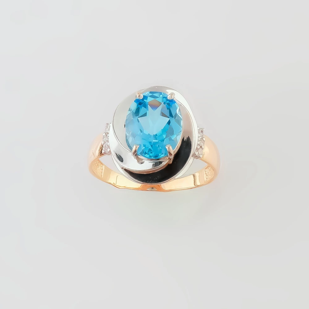 Кольцо с топазом из красного золота 585 пробы