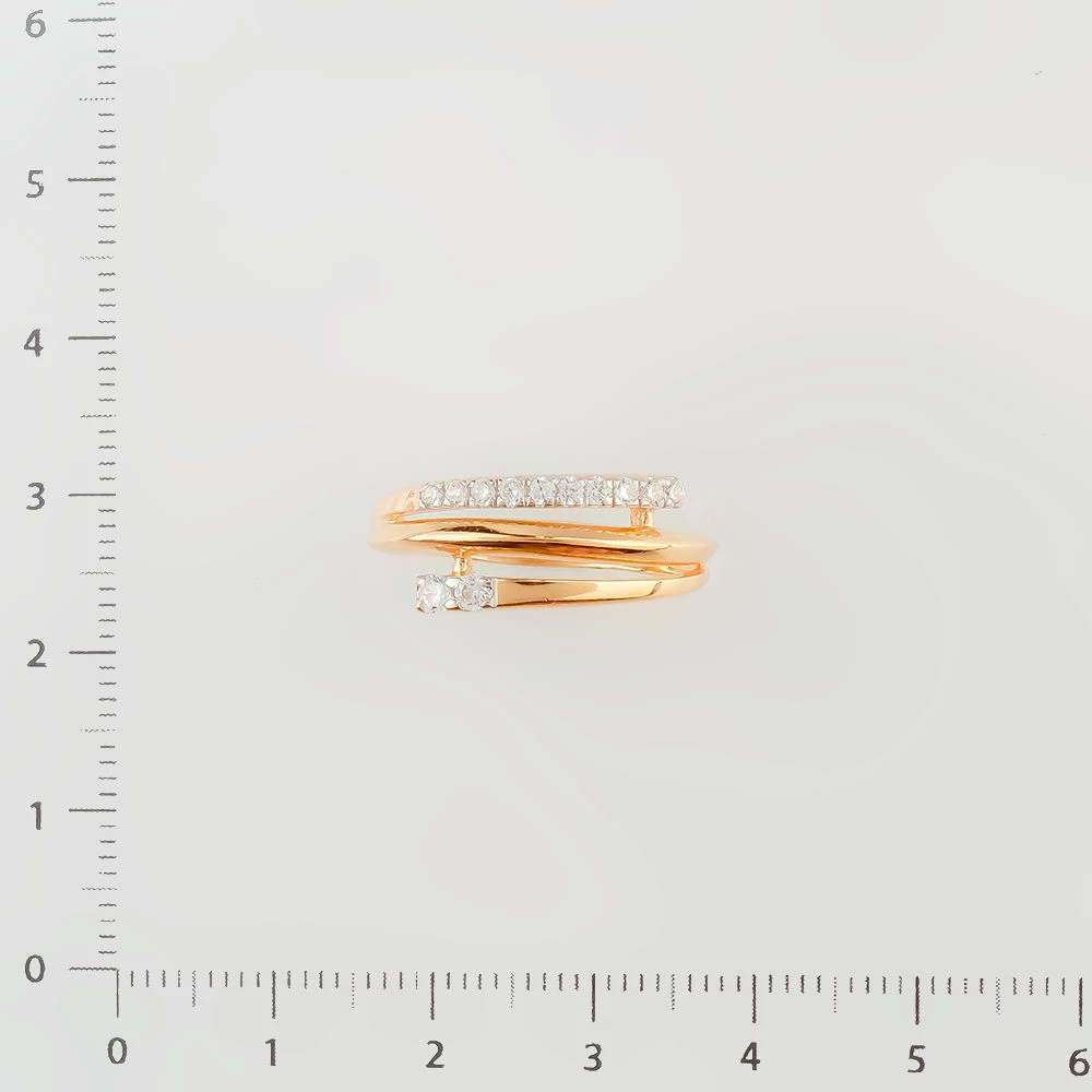 Кольцо с фианитом из красного золота 585 пробы