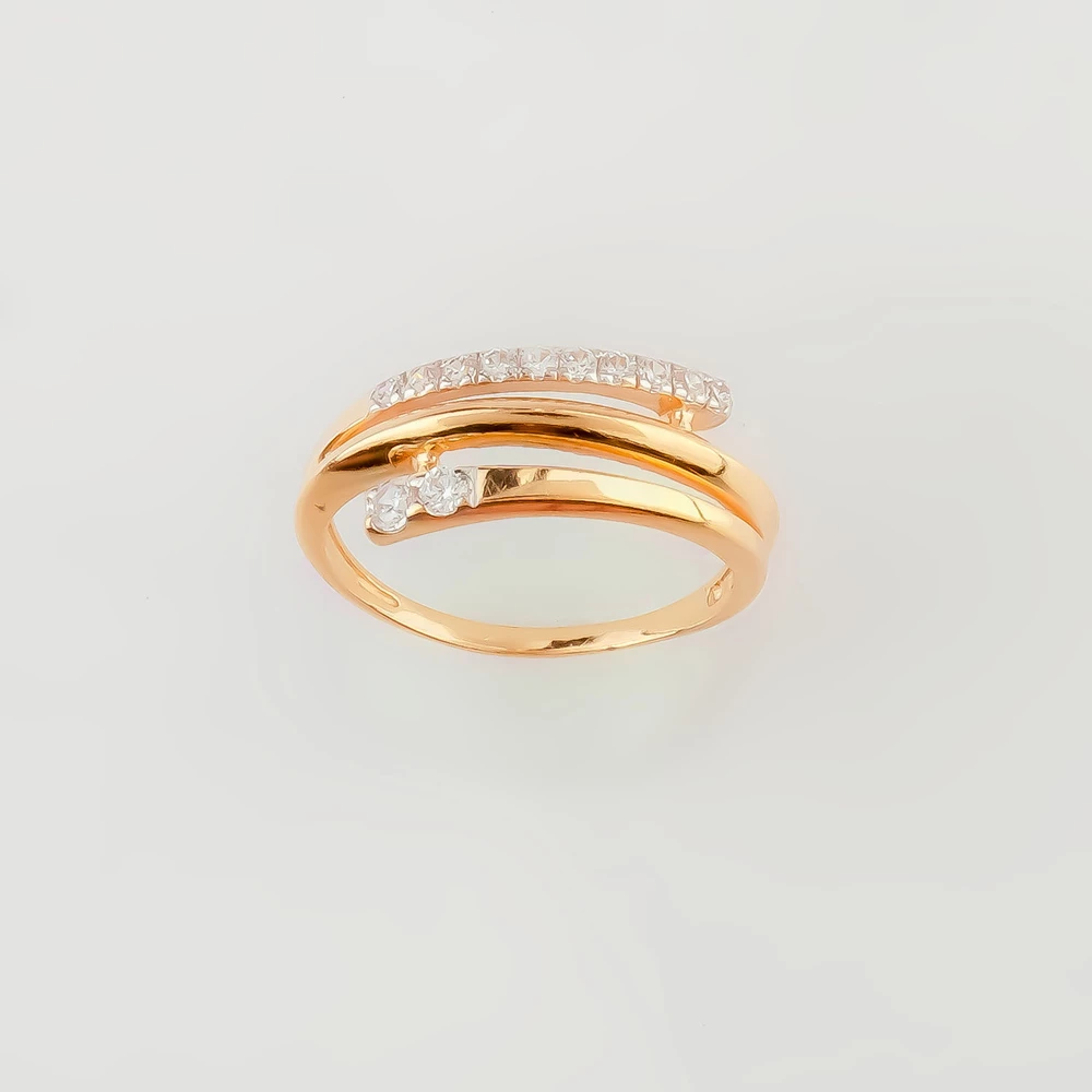 Кольцо с фианитом из красного золота 585 пробы