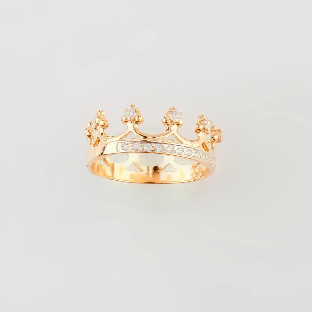 Кольцо с фианитом из красного золота 585 пробы