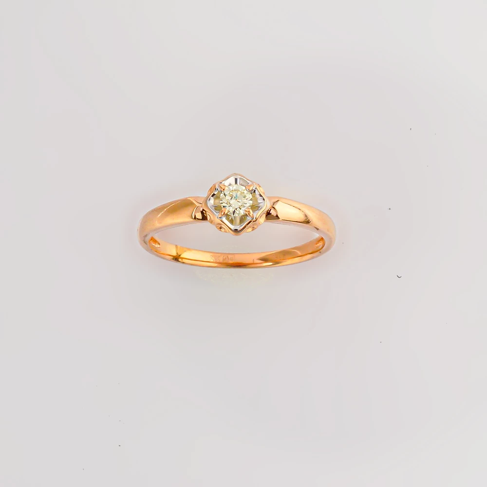 Кольцо с бриллиантом из красного золота 585 пробы