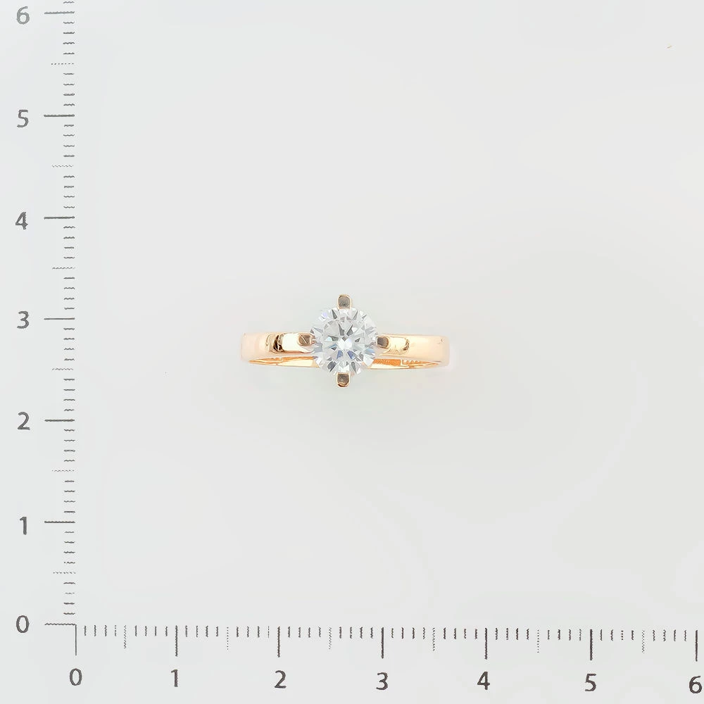 Кольцо с фианитом из красного золота 585 пробы