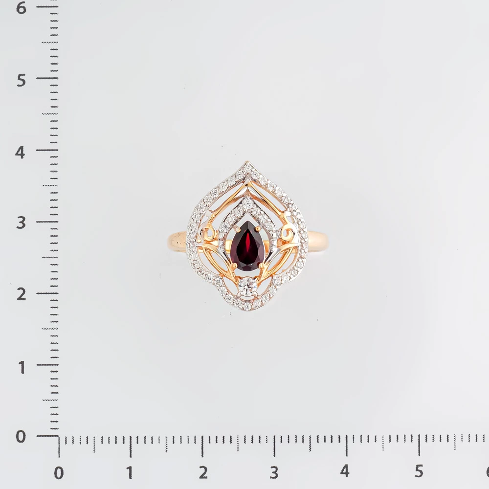 Кольцо с гранатом из красного золота 585 пробы