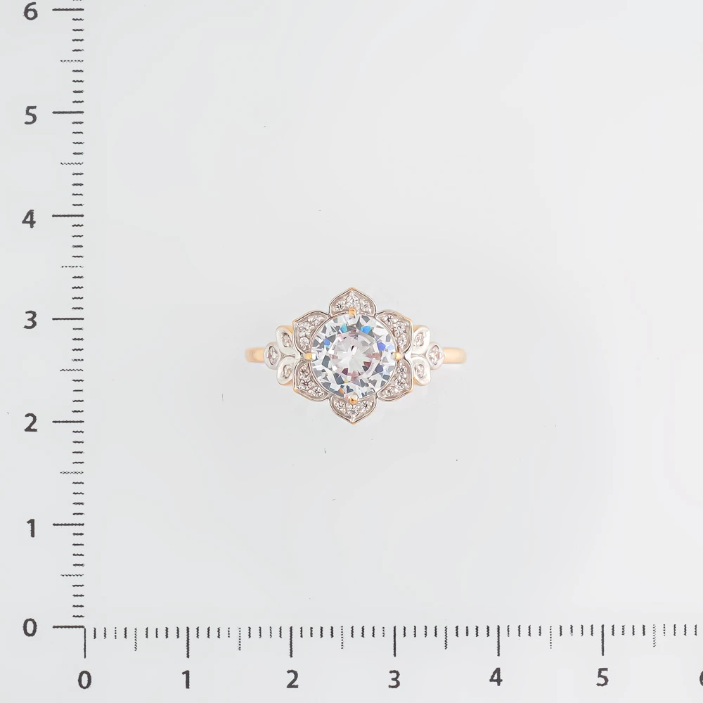 Кольцо с фианитом из красного золота 585 пробы