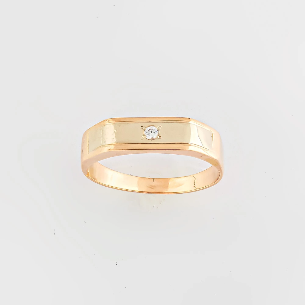 Кольцо с фианитом из красного золота 585 пробы