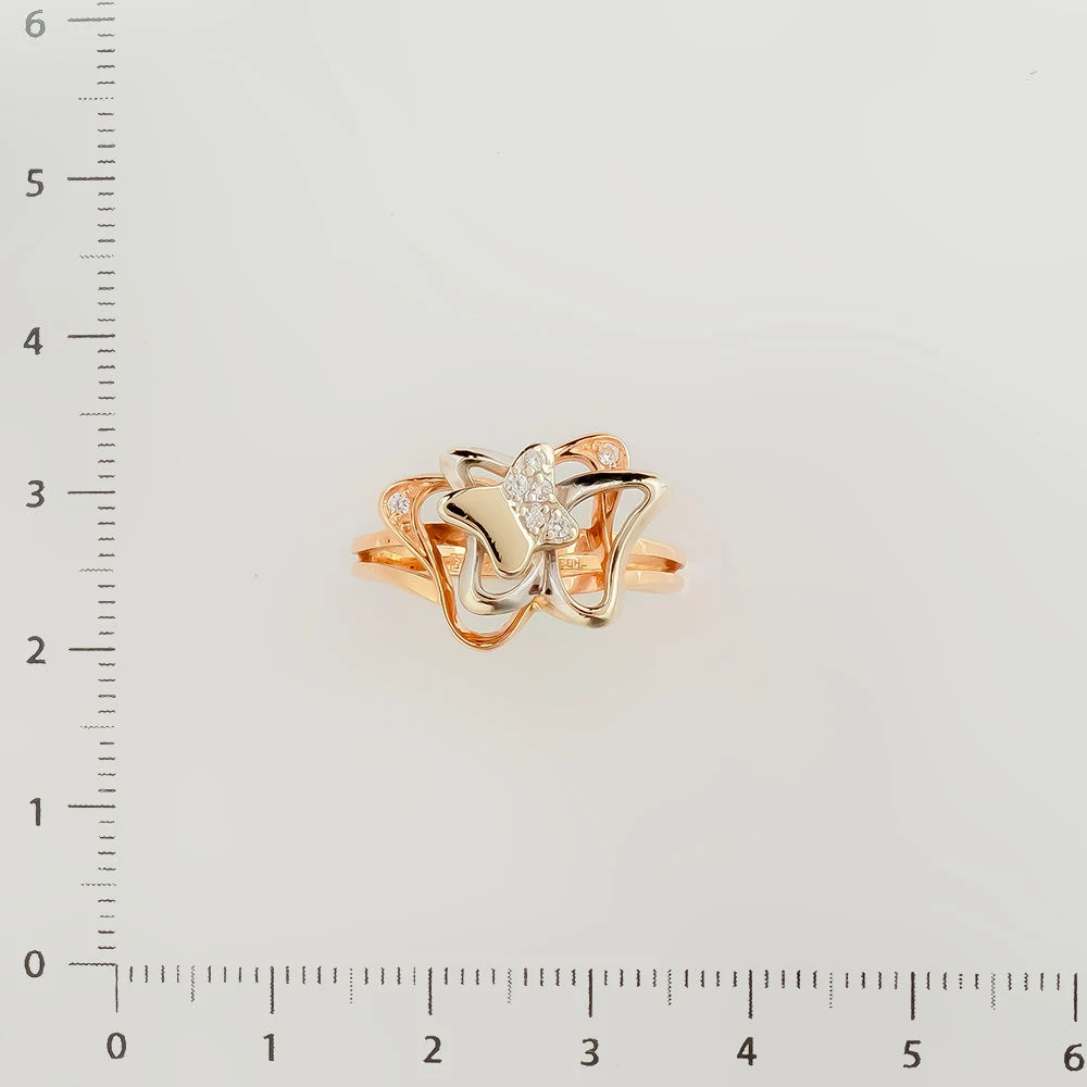 Кольцо с фианитом из красного золота 585 пробы