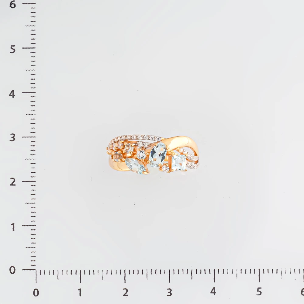 Кольцо с топазом из красного золота 585 пробы