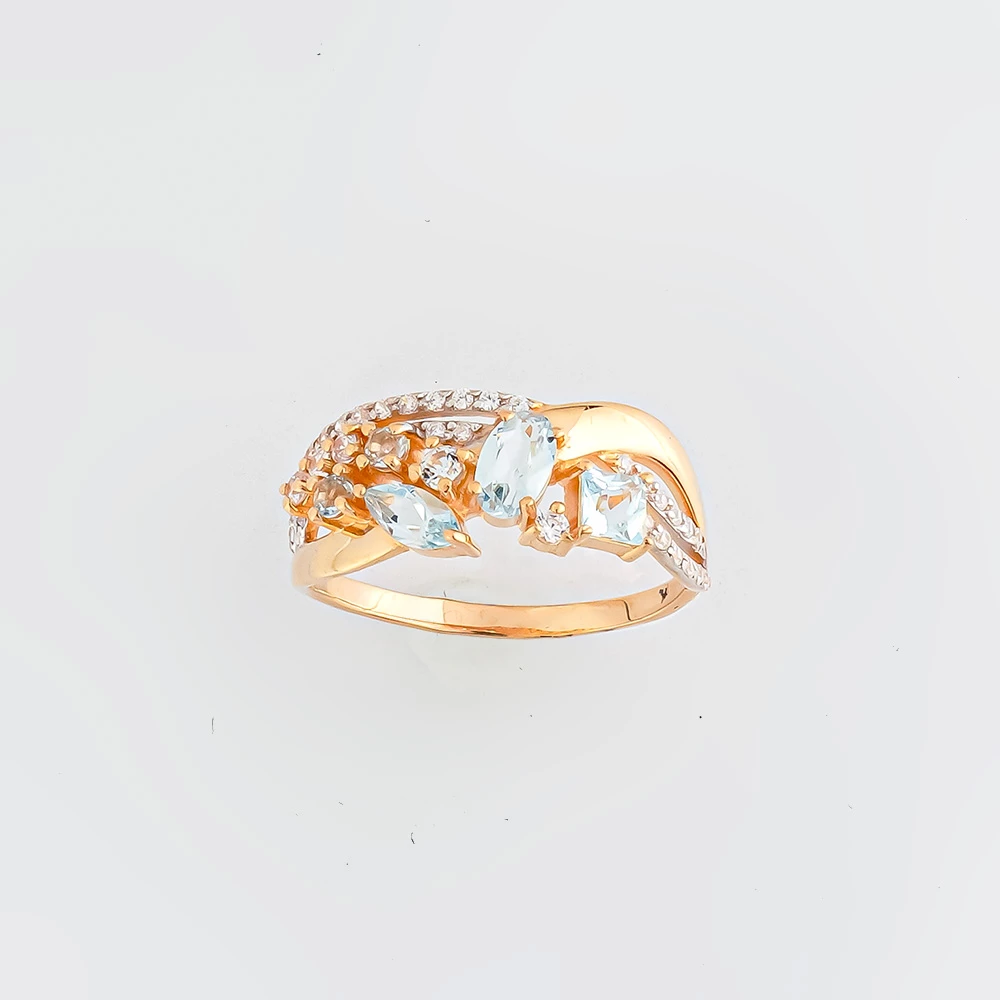 Кольцо с топазом из красного золота 585 пробы