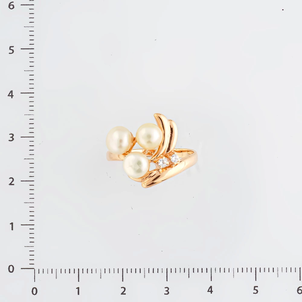 Кольцо с культивированным жемчугом из красного золота 585 пробы