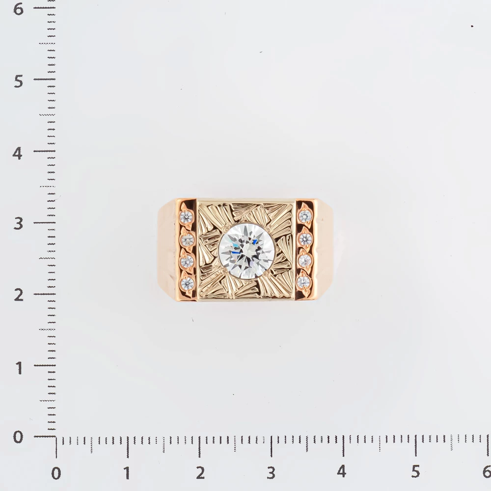 Кольцо с фианитом из красного золота 585 пробы