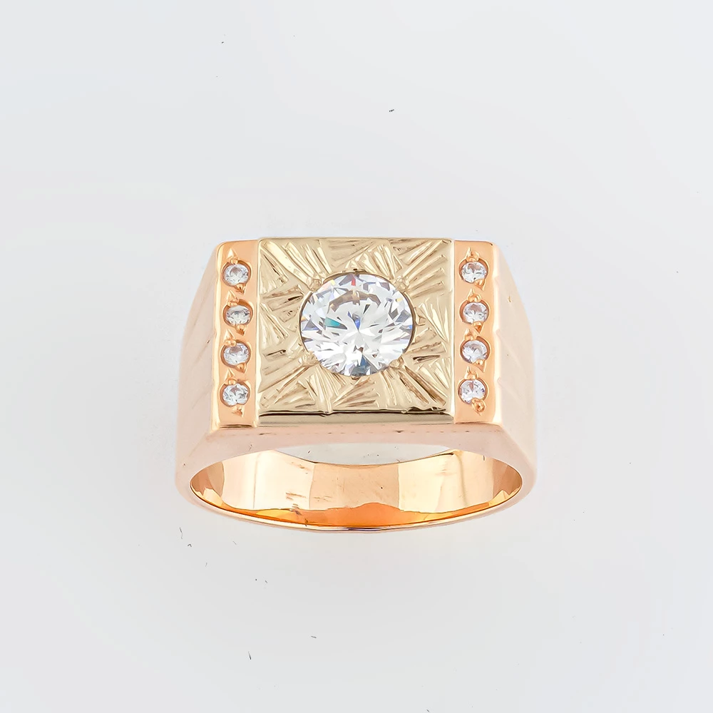 Кольцо с фианитом из красного золота 585 пробы