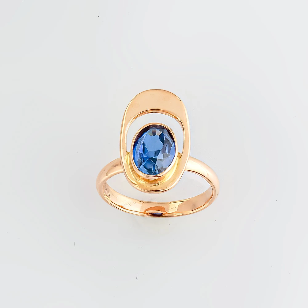 Кольцо с фианитом из красного золота 583 пробы