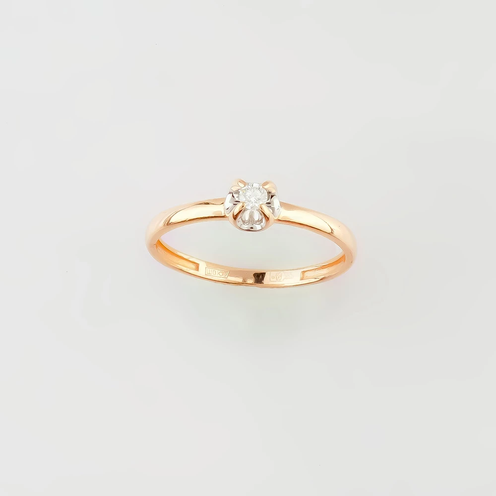 Кольцо с бриллиантом из красного золота 585 пробы