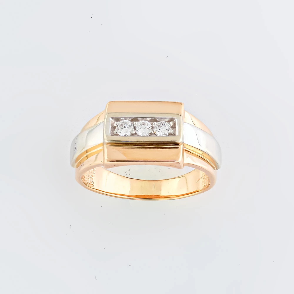 Кольцо с фианитом из красного золота 585 пробы