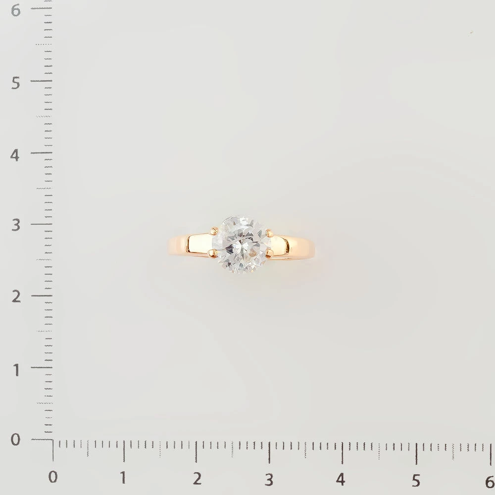 Кольцо с фианитом из красного золота 585 пробы