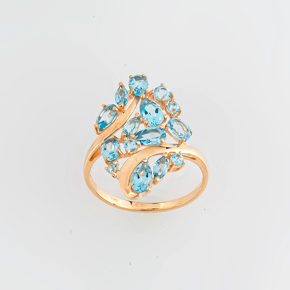 Кольцо с топазом из красного золота 585 пробы