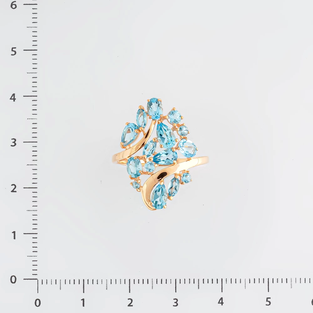 Кольцо с топазом из красного золота 585 пробы