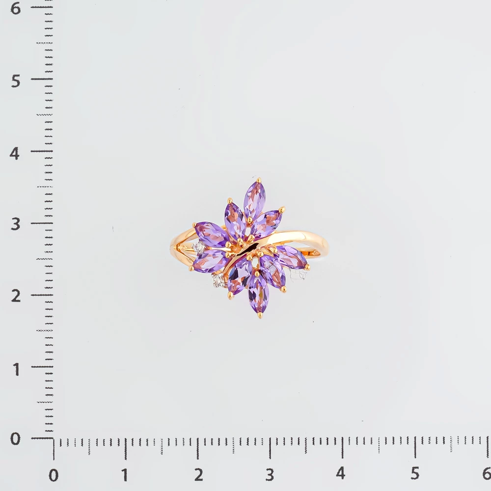 Кольцо с аметистом из красного золота 585 пробы