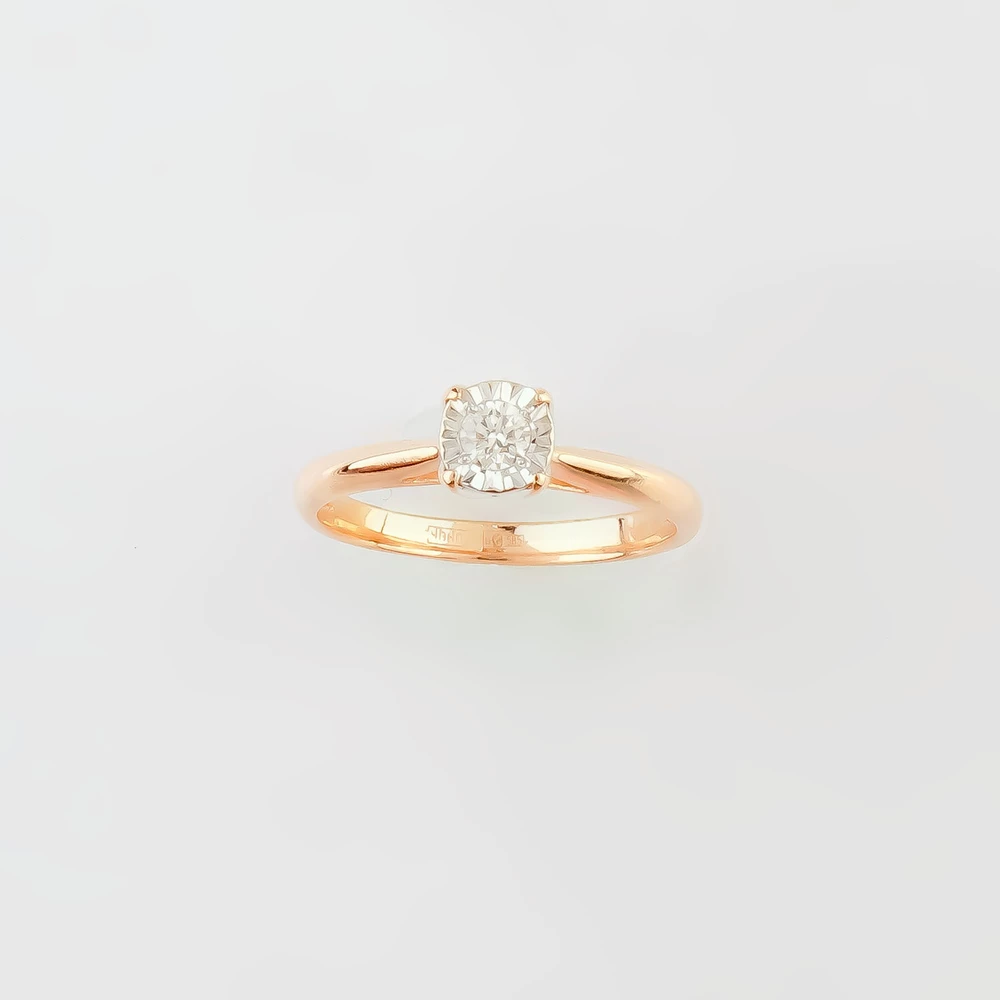 Кольцо с бриллиантом из красного золота 585 пробы