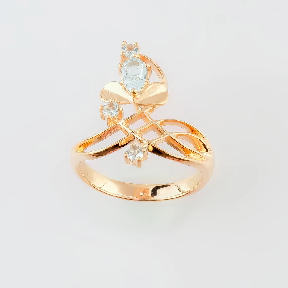 Кольцо с топазом из красного золота 585 пробы