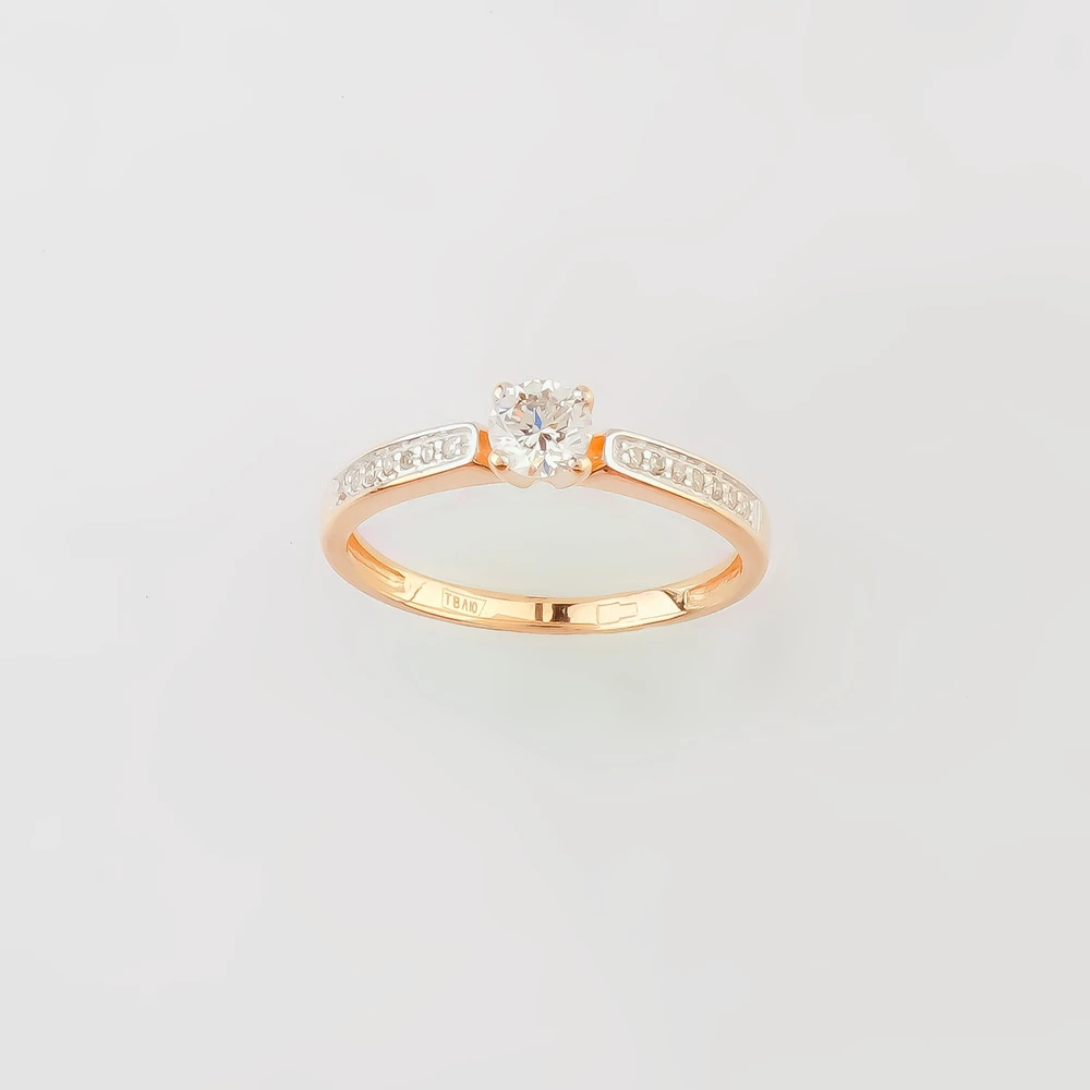 Кольцо с бриллиантом из красного золота 585 пробы