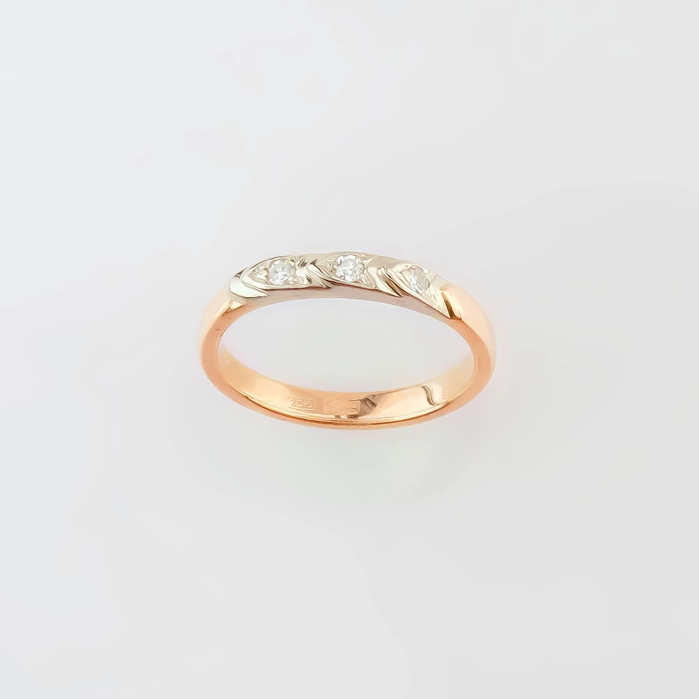 Кольцо с бриллиантом из красного золота 585 пробы