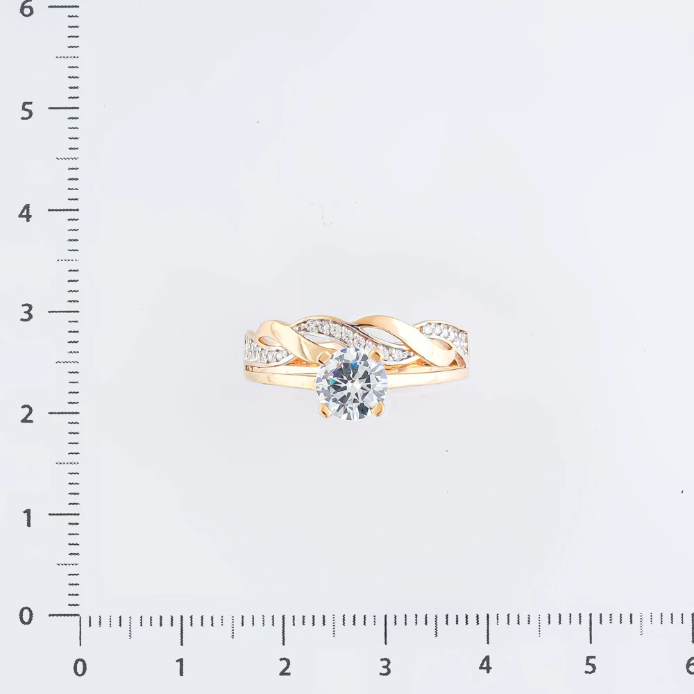 Кольцо с фианитом из красного золота 375 пробы