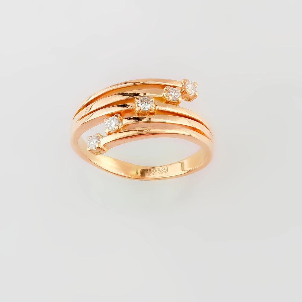 Кольцо с бриллиантом из красного золота 585 пробы