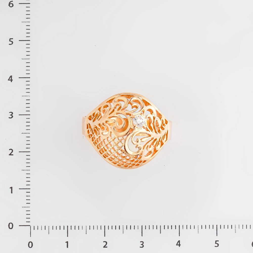 Кольцо с фианитом из красного золота 585 пробы