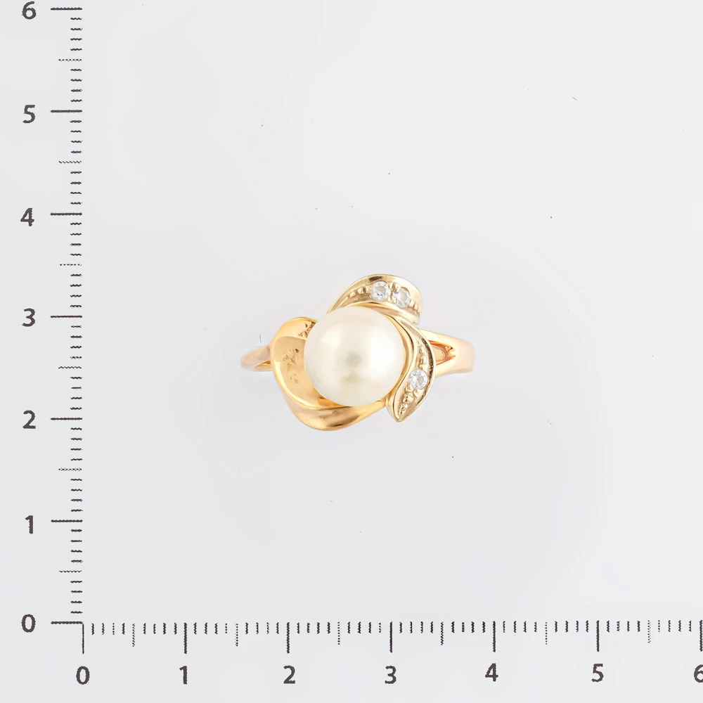 Кольцо с культивированным жемчугом из красного золота 585 пробы