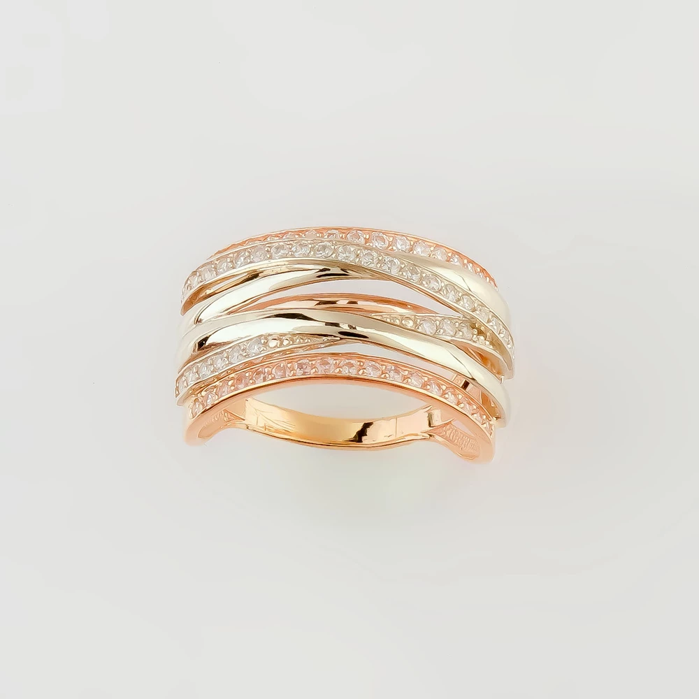 Кольцо с фианитом из красного золота 585 пробы