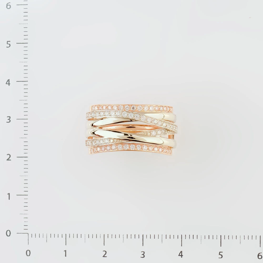 Кольцо с фианитом из красного золота 585 пробы