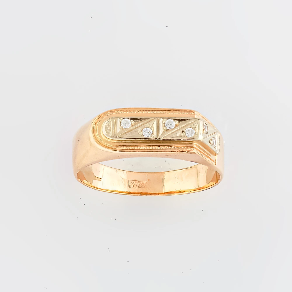 Кольцо с фианитом из красного золота 585 пробы