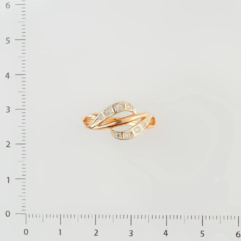 Кольцо с фианитом из красного золота 585 пробы