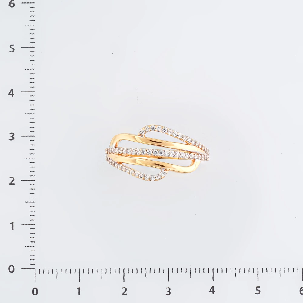 Кольцо с фианитом из красного золота 585 пробы